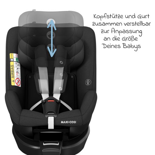 Maxi-Cosi Reboarder-Kindersitz Mica Eco i-Size drehbar ab 3 Monate - 4 Jahre (40 - 105 cm) mit Isofix-Basis - Authentic Black