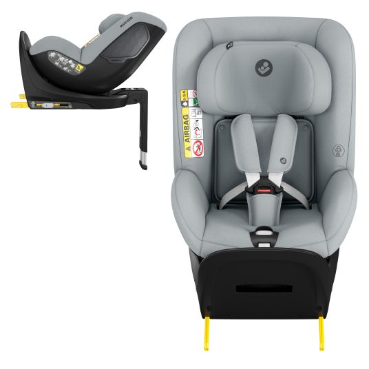 Maxi-Cosi Reboarder-Kindersitz Mica Eco i-Size drehbar ab 3 Monate - 4 Jahre (40 - 105 cm) mit Isofix-Basis - Authentic Grey