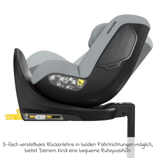 Maxi-Cosi Reboarder-Kindersitz Mica Eco i-Size drehbar ab 3 Monate - 4 Jahre (40 - 105 cm) mit Isofix-Basis - Authentic Grey