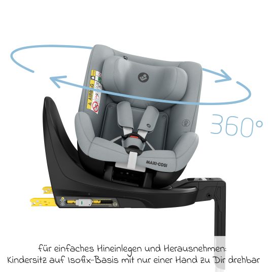 Maxi-Cosi Reboarder-Kindersitz Mica Eco i-Size drehbar ab 3 Monate - 4 Jahre (40 - 105 cm) mit Isofix-Basis - Authentic Grey