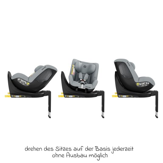 Maxi-Cosi Reboarder-Kindersitz Mica Eco i-Size drehbar ab 3 Monate - 4 Jahre (40 - 105 cm) mit Isofix-Basis - Authentic Grey