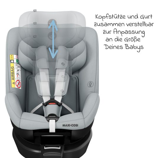 Maxi-Cosi Reboarder-Kindersitz Mica Eco i-Size drehbar ab 3 Monate - 4 Jahre (40 - 105 cm) mit Isofix-Basis - Authentic Grey