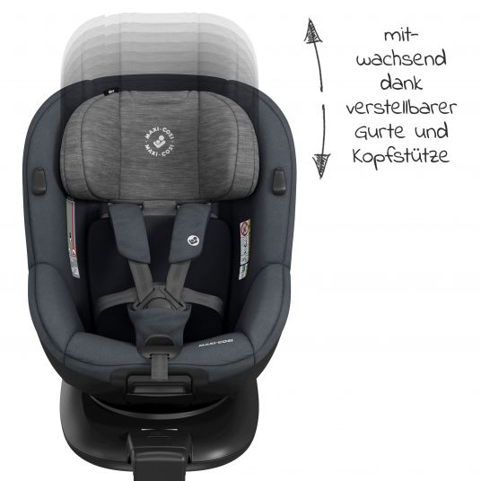 Maxi-Cosi Reboarder-Kindersitz Mica i-Size 360° drehbar ab Geburt-4 Jahre (40-105 cm) Isofix-Basis - Authentic Graphite