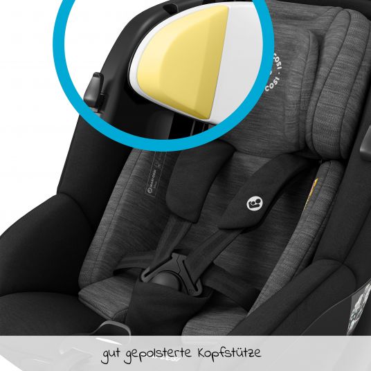 Maxi-Cosi Reboarder-Kindersitz Mica i-Size 360° Geburt-4 Jahre (40-105 cm) Isofix-Basis, Sitzschoner, Organizer - Authentic Black