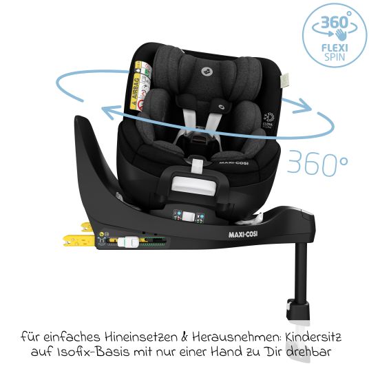 Maxi-Cosi Reboarder-Kindersitz Mica Pro Eco i-Size drehbar ab 0 Monate - 4 Jahre (40 cm - 105 cm) mit Isofix-Basis - Authentic Black