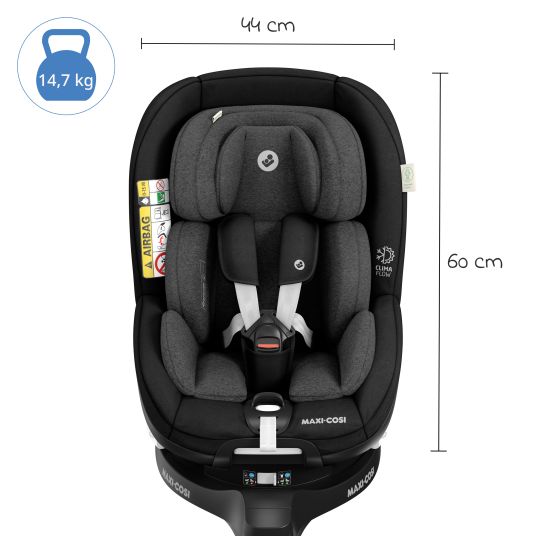 Maxi-Cosi Reboarder-Kindersitz Mica Pro Eco i-Size drehbar ab 0 Monate - 4 Jahre (40 cm - 105 cm) mit Isofix-Basis - Authentic Black