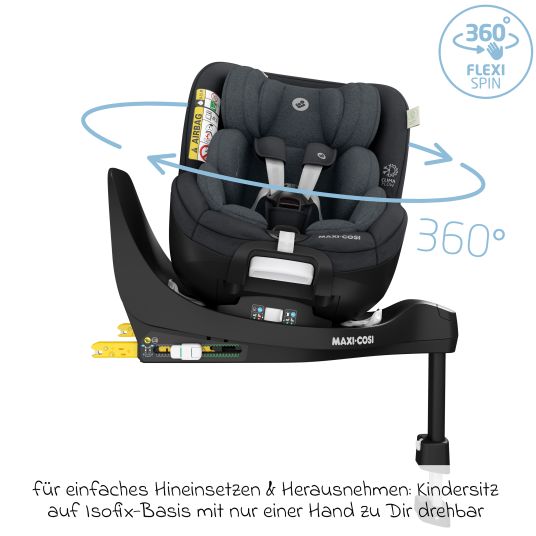 Maxi-Cosi Reboarder-Kindersitz Mica Pro Eco i-Size drehbar ab 0 Monate - 4 Jahre (40 cm - 105 cm) mit Isofix-Basis - Authentic Graphite