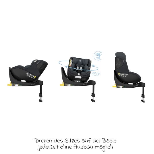 Maxi-Cosi Reboarder-Kindersitz Mica Pro Eco i-Size drehbar ab 0 Monate - 4 Jahre (40 cm - 105 cm) mit Isofix-Basis - Authentic Graphite