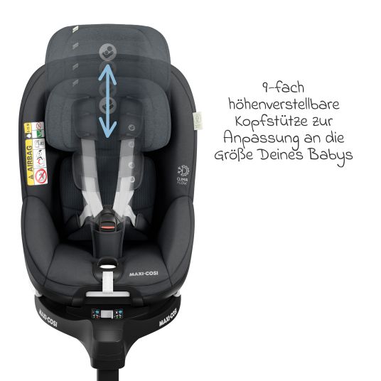 Maxi-Cosi Reboarder-Kindersitz Mica Pro Eco i-Size drehbar ab 0 Monate - 4 Jahre (40 cm - 105 cm) mit Isofix-Basis - Authentic Graphite