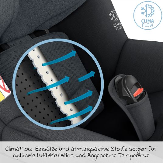 Maxi-Cosi Reboarder-Kindersitz Mica Pro Eco i-Size drehbar ab 0 Monate - 4 Jahre (40 cm - 105 cm) mit Isofix-Basis - Authentic Graphite