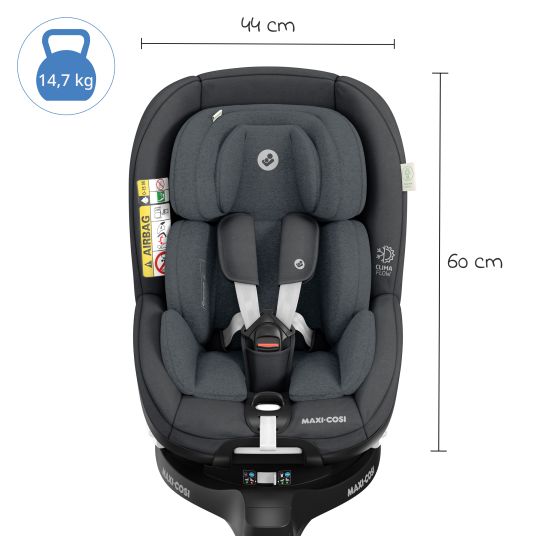 Maxi-Cosi Reboarder-Kindersitz Mica Pro Eco i-Size drehbar ab 0 Monate - 4 Jahre (40 cm - 105 cm) mit Isofix-Basis - Authentic Graphite