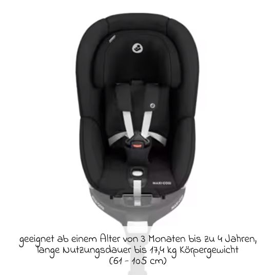 Maxi-Cosi Reboarder-Kindersitz Pearl 360 ab 3 Monate - 4 Jahre (61 cm - 105 cm) 0-17,4 kg drehbar mit G-Cell-Seitenaufprallschutz - Authentic Black
