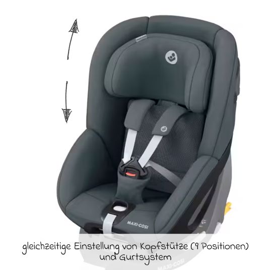 Maxi-Cosi Reboarder-Kindersitz Pearl 360 ab 3 Monate - 4 Jahre (61 cm - 105 cm) 0-17,4 kg drehbar mit G-Cell-Seitenaufprallschutz - Authentic Graphite