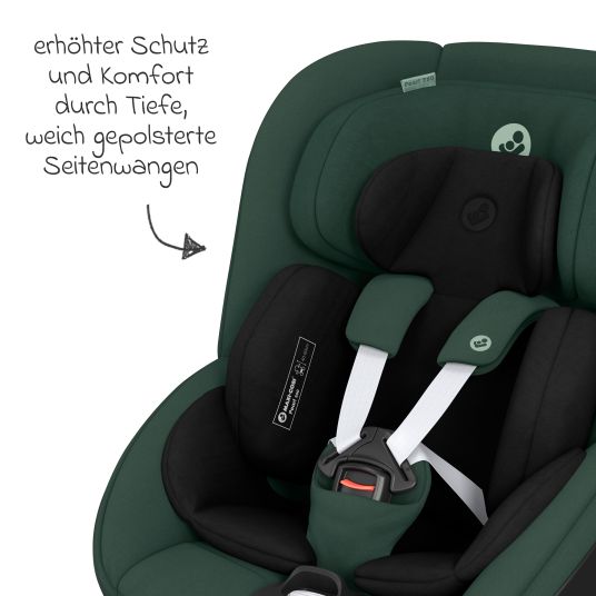 Maxi-Cosi Reboarder child seat Pearl 360 from 3 months - 4 years (61 cm - 105 cm) 0-17.4 kg swivel with G-Cell side impact protection - Authentic Green