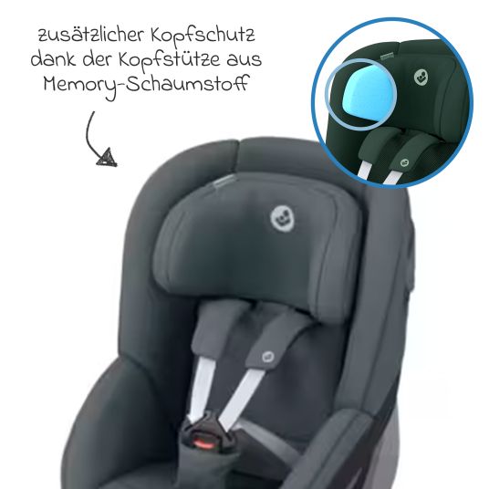 Maxi-Cosi Reboarder child seat Pearl 360 rotatable from 3 months - 4 years (61 cm - 105 cm) 0-17.4 kg incl. Isofix base FamilyFix 360, protective pad & pacifier bag - Authentic Graphite