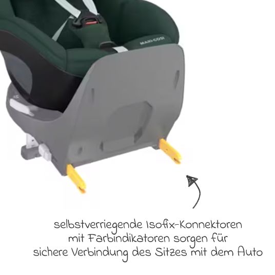 Maxi-Cosi Reboarder-Kindersitz Pearl 360 drehbar ab 3 Monate - 4 Jahre (61 cm - 105 cm) 0-17,4 kg inkl. Isofix-Basis FamilyFix 360, Schutzunterlage & Schnullertasche - Authentic Green