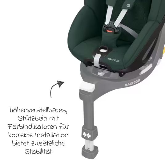 Maxi-Cosi Reboarder child seat Pearl 360 rotatable from 3 months - 4 years (61 cm - 105 cm) 0-17.4 kg incl. Isofix base FamilyFix 360, protective pad & pacifier bag - Authentic Green