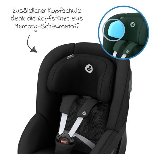 Maxi-Cosi Reboarder child seat Pearl 360 rotatable from 3 months - 4 years (61 cm - 105 cm) 0-17.4 kg incl. Isofix base FamilyFix 360, protective pad & music box - Authentic Black