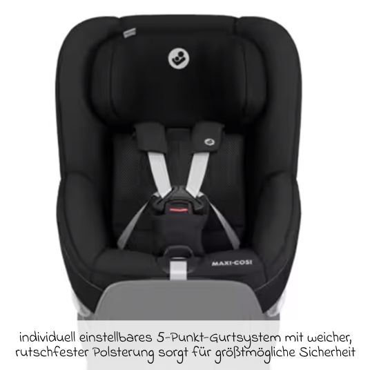 Maxi-Cosi Reboarder child seat Pearl 360 rotatable from 3 months - 4 years (61 cm - 105 cm) 0-17.4 kg incl. Isofix base FamilyFix 360, protective pad & music box - Authentic Black