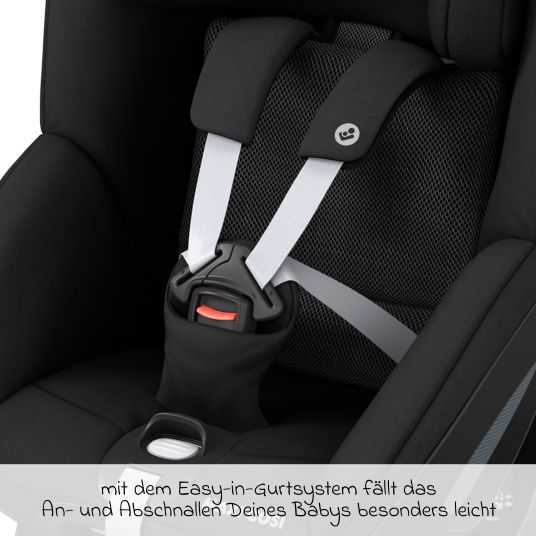 Maxi-Cosi Reboarder child seat Pearl 360 rotatable from 3 months - 4 years (61 cm - 105 cm) 0-17.4 kg incl. Isofix base FamilyFix 360, protective pad & music box - Authentic Black