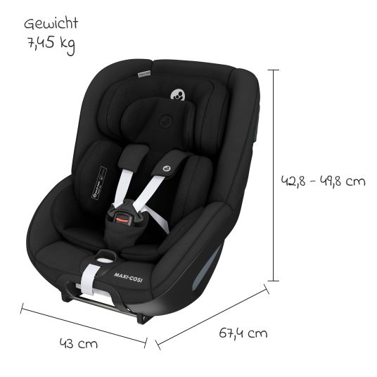 Maxi-Cosi Reboarder child seat Pearl 360 rotatable from 3 months - 4 years (61 cm - 105 cm) 0-17.4 kg incl. Isofix base FamilyFix 360, protective pad & music box - Authentic Black