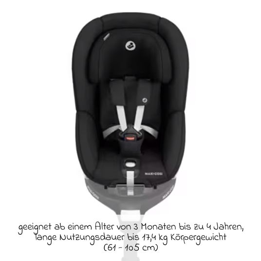 Maxi-Cosi Reboarder child seat Pearl 360 rotatable from 3 months - 4 years (61 cm - 105 cm) 0-17.4 kg incl. Isofix base FamilyFix 360, protective pad & music box - Authentic Black