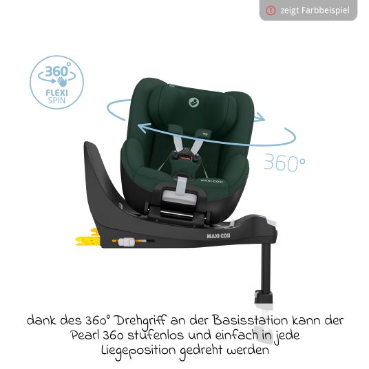 Maxi-Cosi Reboarder child seat Pearl 360 rotatable from 3 months - 4 years (61 cm - 105 cm) 0-17.4 kg incl. Isofix base FamilyFix 360, protective pad & music box - Authentic Black