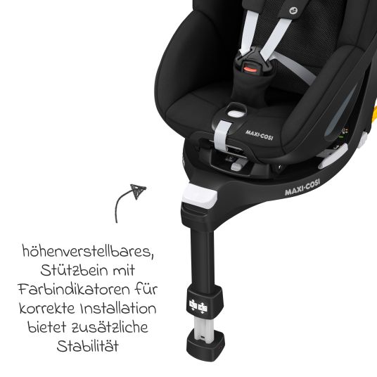 Maxi-Cosi Reboarder child seat Pearl 360 rotatable from 3 months - 4 years (61 cm - 105 cm) 0-17.4 kg incl. Isofix base FamilyFix 360, protective pad & music box - Authentic Black