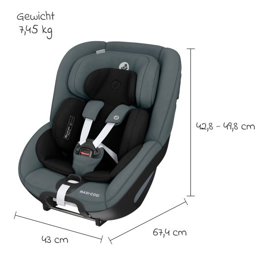 Maxi-Cosi Reboarder-Kindersitz Pearl 360 drehbar ab 3 Monate - 4 Jahre (61 cm - 105 cm) 0-17,4 kg inkl. Isofix-Basis FamilyFix 360, Schutzunterlage & Spieluhr - Authentic Graphite