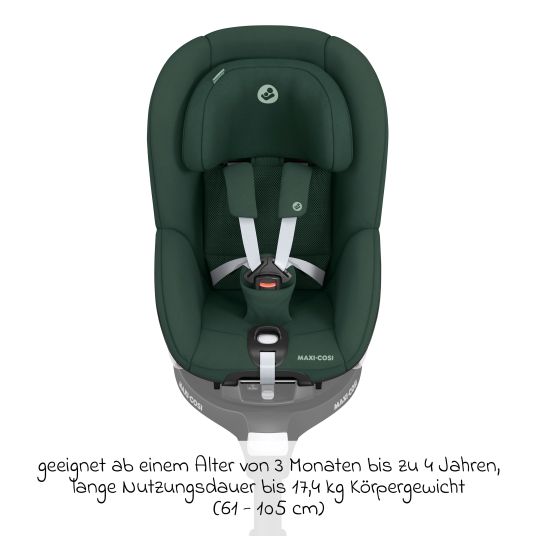 Maxi-Cosi Reboarder child seat Pearl 360 rotatable from 3 months - 4 years (61 cm - 105 cm) 0-17.4 kg incl. Isofix base FamilyFix 360, protective pad & music box - Authentic Green