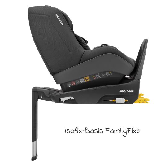 Maxi-Cosi Seggiolino Reboarder Pearl Pro 2 i-Size da 6 mesi a 4 anni (67 cm - 105 cm) con base FamilyFix 3 i-Size e cuscinetto protettivo - Nero autentico