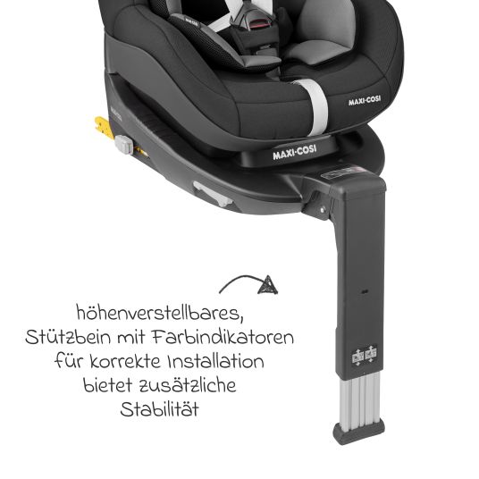 Maxi-Cosi Seggiolino Reboarder Pearl Pro 2 i-Size da 6 mesi a 4 anni (67 cm - 105 cm) con base FamilyFix 3 i-Size e cuscinetto protettivo - Nero autentico