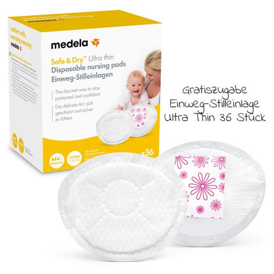 Medela 3-in-1 Nursing and Pumping Bra + Free Disposable Nursing Pad 36 Pack Ultra Thin - Black - Size S