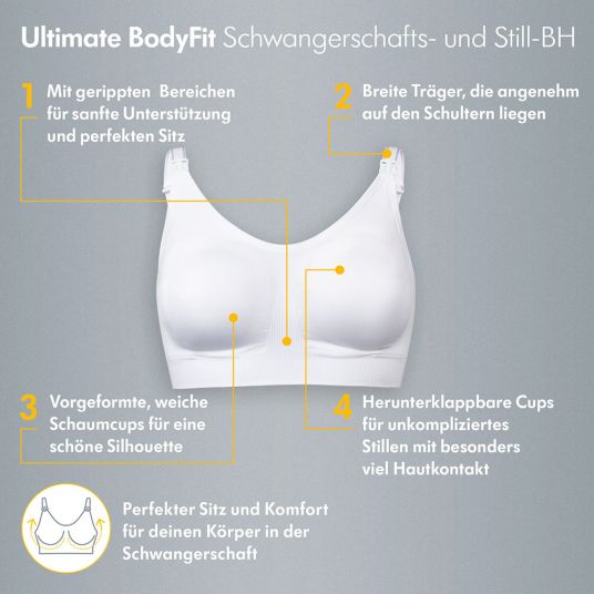 Medela Reggiseno Ultimate BodyFit per gravidanza e allattamento - Bianco - Taglia S