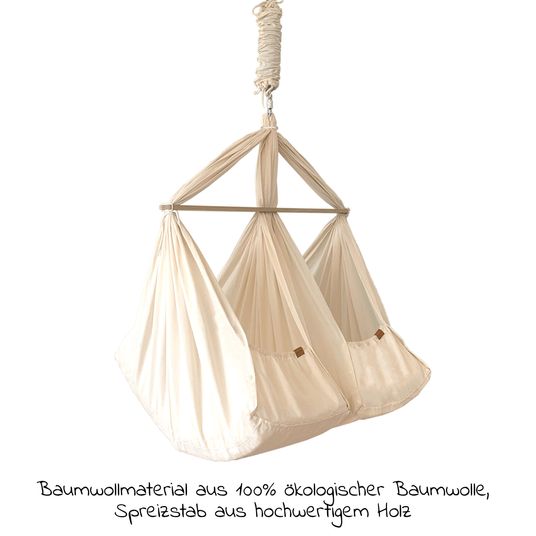 Membantu Spring cradle for twins from 5 kg to 15 kg per child with organic cotton incl. mattress - natural