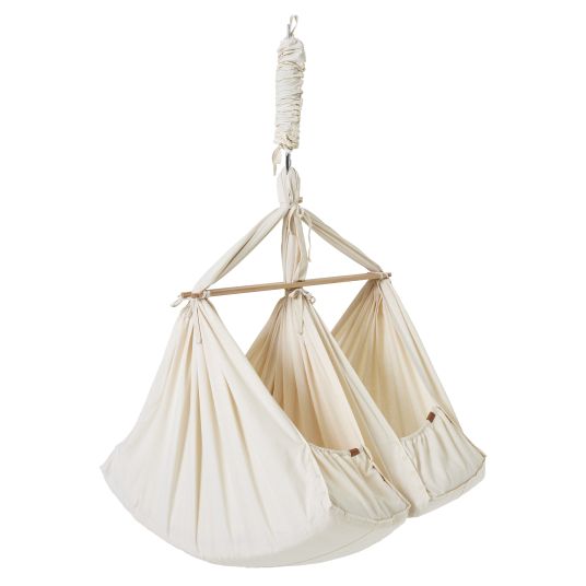 Membantu Spring cradle for twins Basic from 5 kg to 15 kg per child with organic cotton incl. mattress - natural