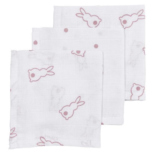 Meyco Pack of 3 gauze nursing wipes X Mrs. Keizer 30 x 30 cm - Rabbits - Lilac