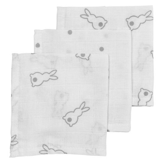 Meyco Pack of 3 gauze nursing wipes X Mrs. Keizer 30 x 30 cm - Rabbits - Silver