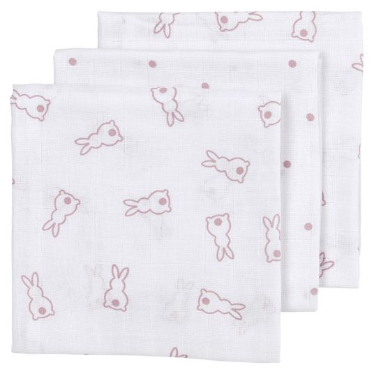 Meyco Pack of 3 muslin cloths X Mrs. Keizer 70 x 70 cm - Rabbits - Lilac