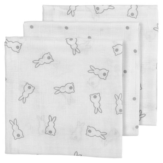 Meyco Pack of 3 muslin cloths X Mrs. Keizer 70 x 70 cm - Rabbits - Silver