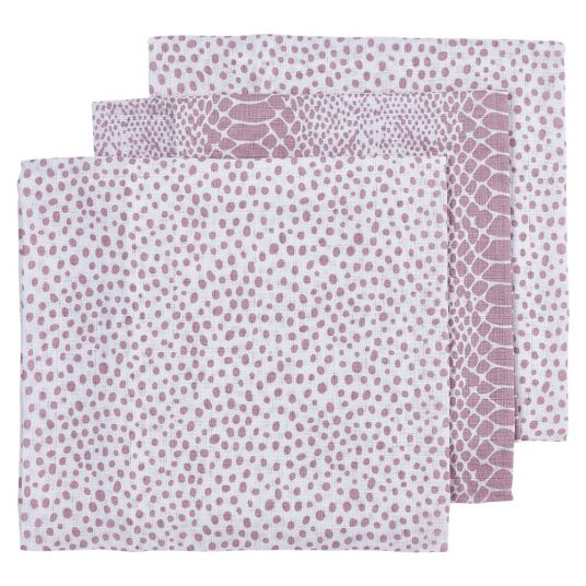 Meyco Pack of 3 muslin diapers 70 x 70 cm - Snake Cheetah - Lilac