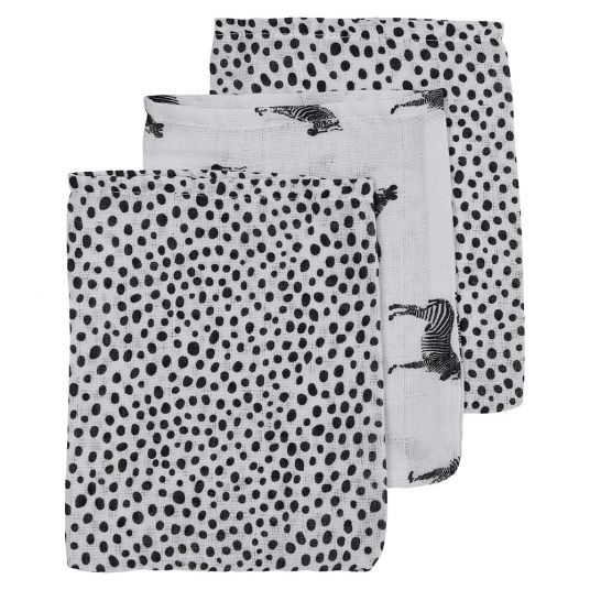 Meyco 3er Pack Waschhandschuh 20 x 17 cm - Zebra Cheetah - Grau