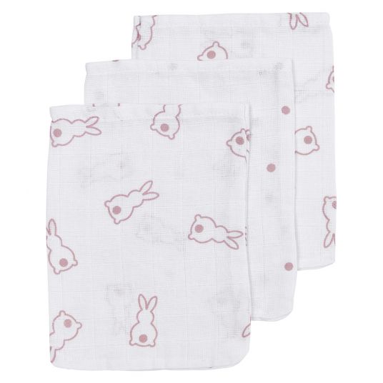 Meyco 3 Pack Washcloth X Mrs. Keizer - Rabbits - Lilac