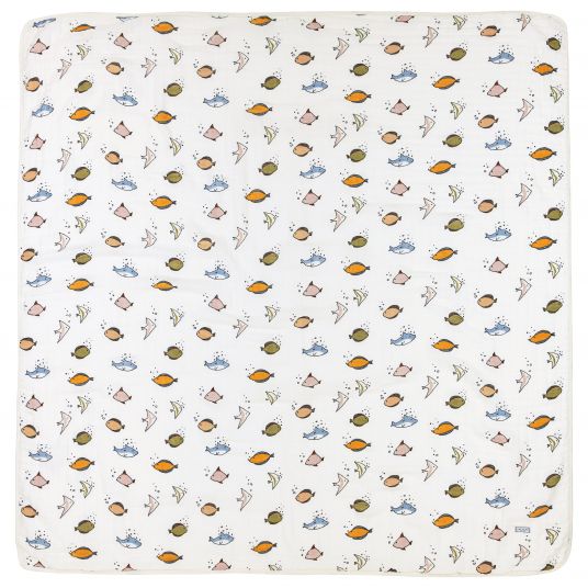 Meyco Baby blanket / cuddly blanket / multifunctional scarf with reversible function 120 x 120 cm - Sea