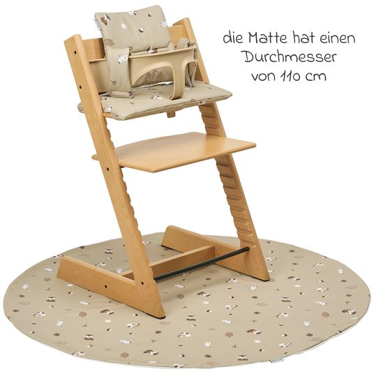 Meyco Floor mat / protective mat for high chair Ø 110 cm - Forest Animals