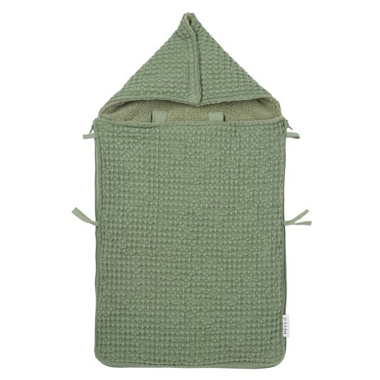 Meyco Fußsack für Babyschale - Waffel Teddy - Olive Green