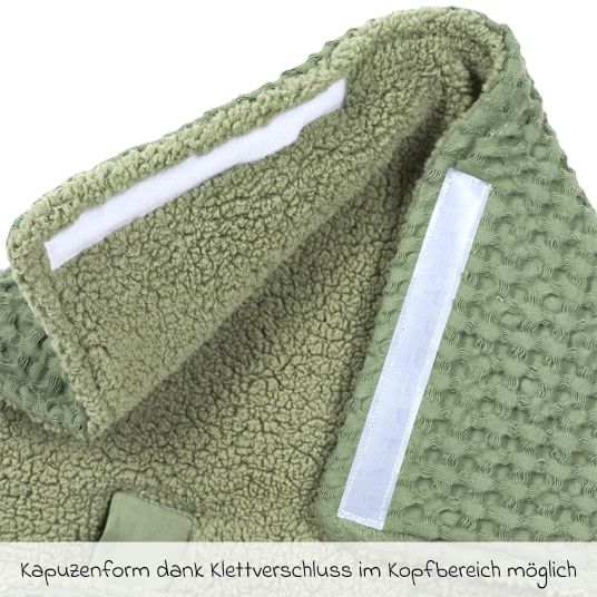 Meyco Fußsack für Babyschale - Waffel Teddy - Olive Green