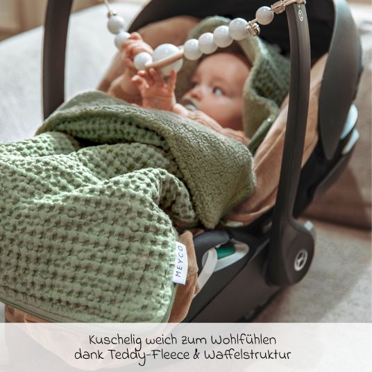 Meyco Fußsack für Babyschale - Waffel Teddy - Olive Green