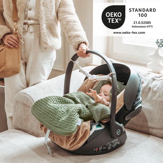 Meyco Fußsack für Babyschale - Waffel Teddy - Olive Green