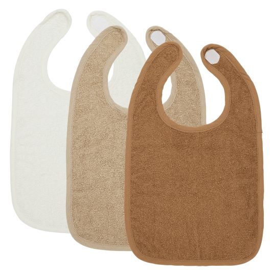 Meyco Klett-Lätzchen 3er Pack Frottee 25 x 34 cm - OffWhite / Sand / Toffee